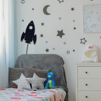 applique murale fusée dans chambre